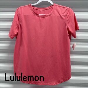 Lululemon High Neck Short Sleeve Run And Train Tee Size 8 Medium Pink Coral